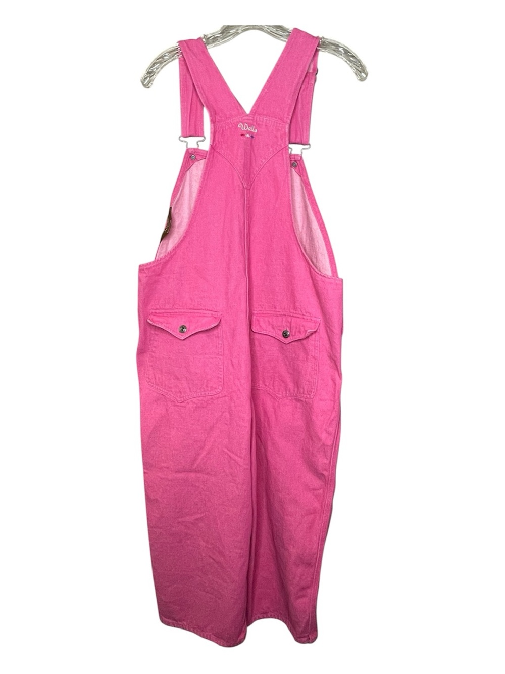Walls Cowgirl Pink Women's Denim Ankle Overalls Sz L - Picture 3 of 6